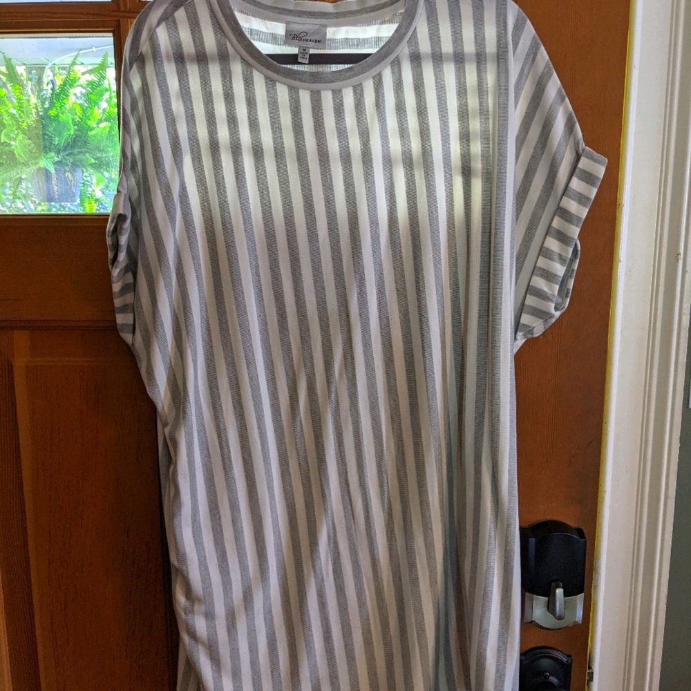 Stripped Oversized Short Sleeve Tunic